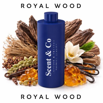 ROYAL WOOD Aroma Oil Diffuser 500ML, Fresh Woody Top Notes, Amberwood Heart, Earth & Agarwood Base, IFRA-Certified, Pet-Friendly Home Fragrance, Crafted in UK, Made in UAE