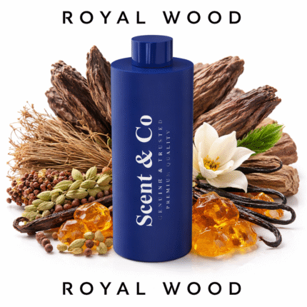 ROYAL WOOD Aroma Oil Diffuser 500ML, Best Oud Perfume, Fresh Woody Top Notes, Amberwood Heart, Earth & Agarwood Base, IFRA-Certified, Pet-Friendly Home Fragrance, Crafted in UK, Made in UAE