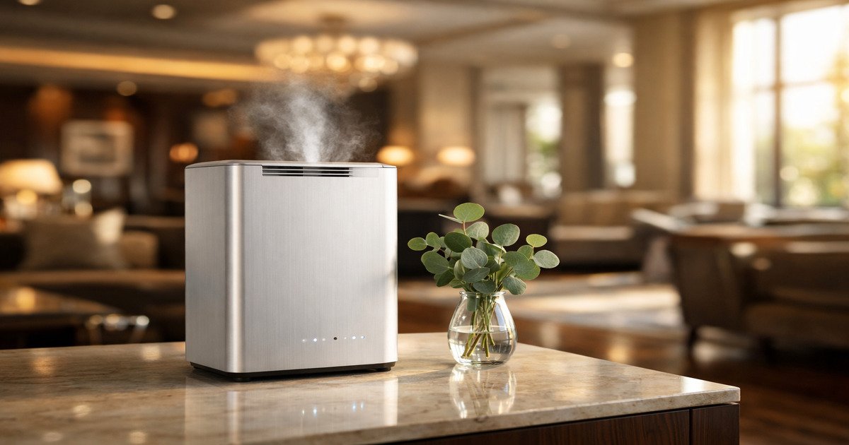 air scenting machine on a table spreading fragrances around