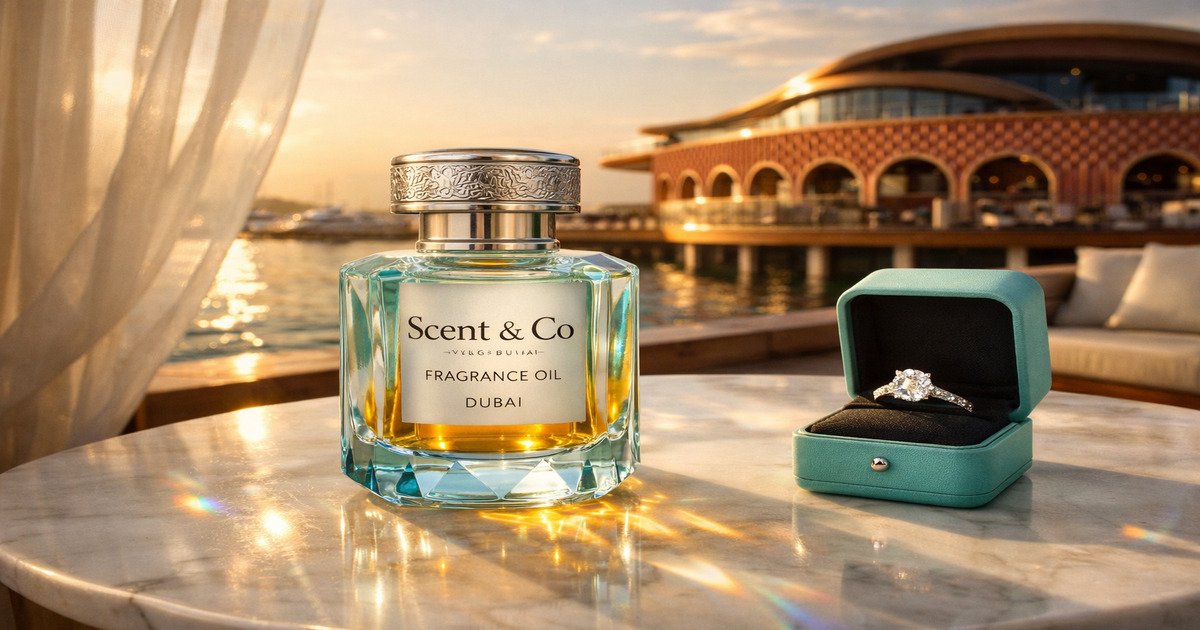 top fragrance oil Dubai in the top location with a reflection of the sun lights