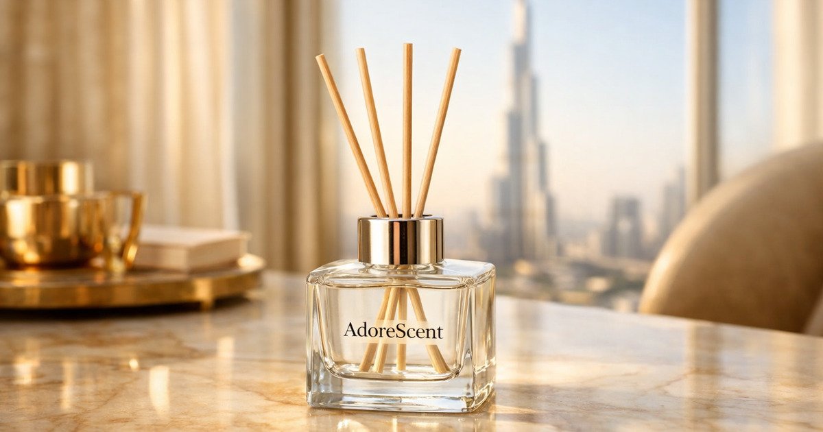 Top quality reed diffuser Dubai showing burj khaleefa on the back